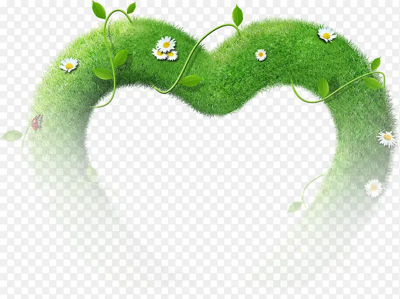 绿色植物环绕的心形