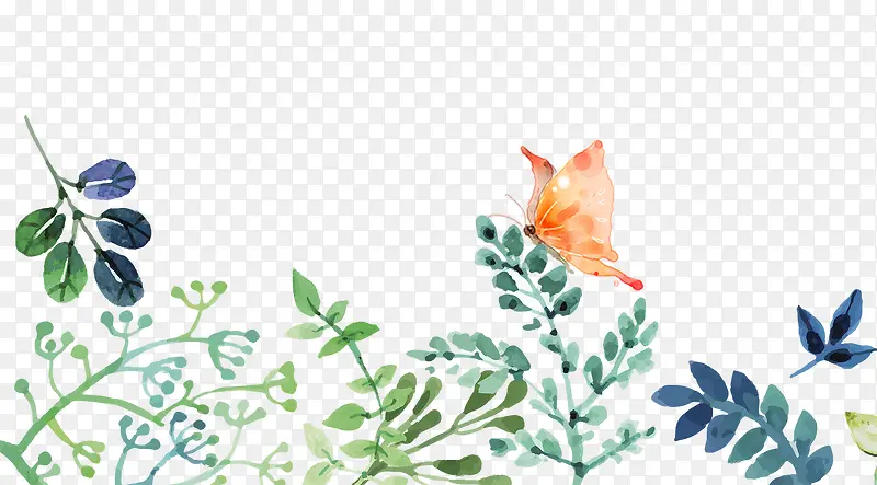 手绘树木植物叶子装饰