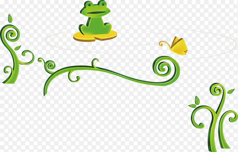 绿色青蛙水池风景儿童素材