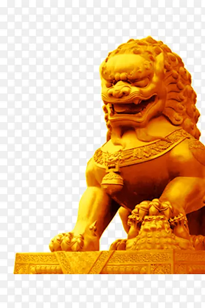 金色狮子石雕免抠PNG