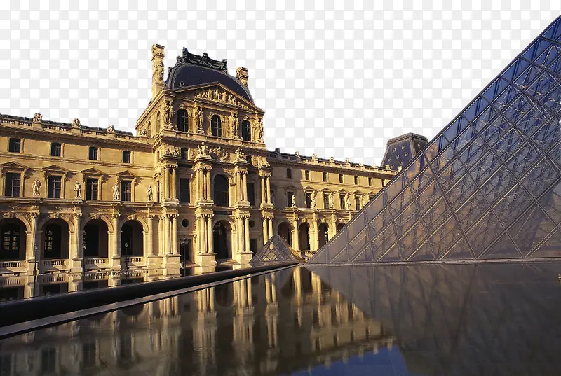 欧式风光旅游巴黎卢浮宫免抠图