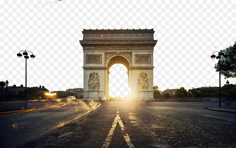 法国巴黎凯旋门黄昏图