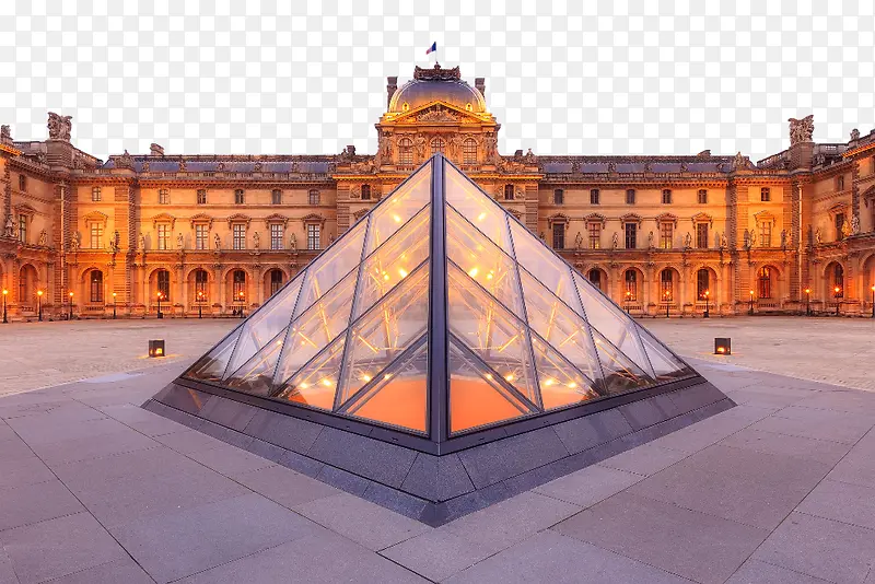 辉煌大气建筑巴黎卢浮宫免抠图