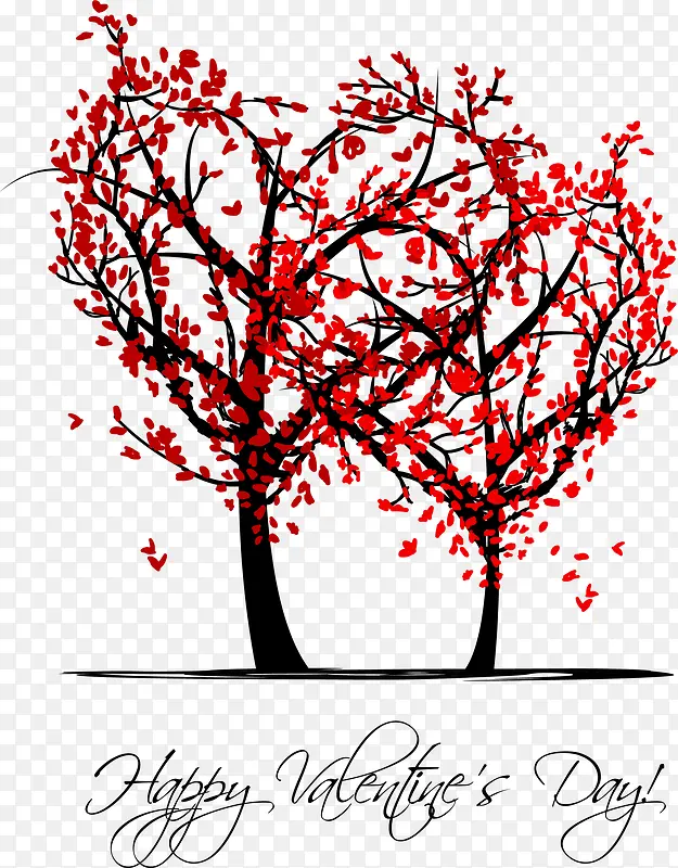 情人节红色爱心大树