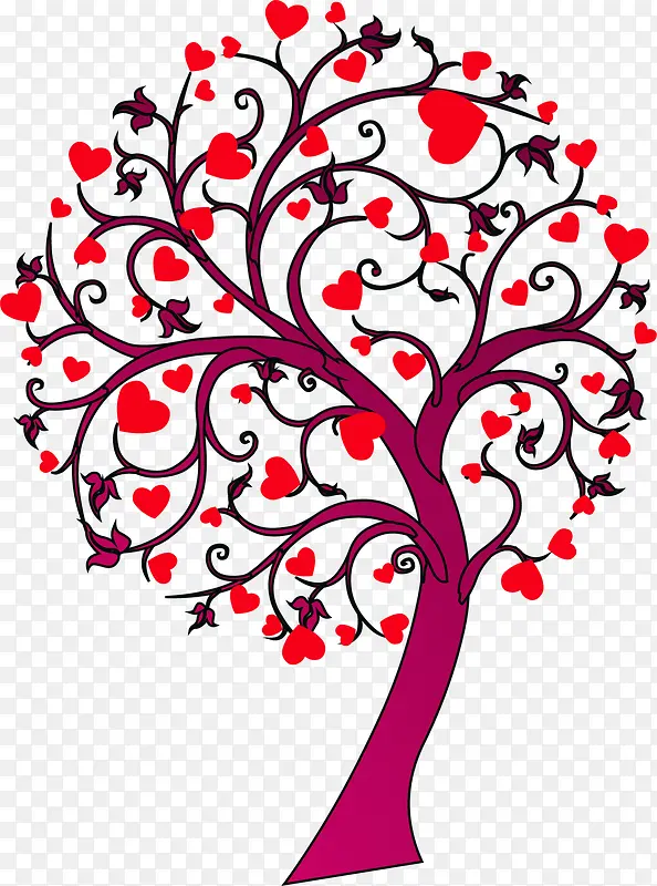 情人节红色爱心树木