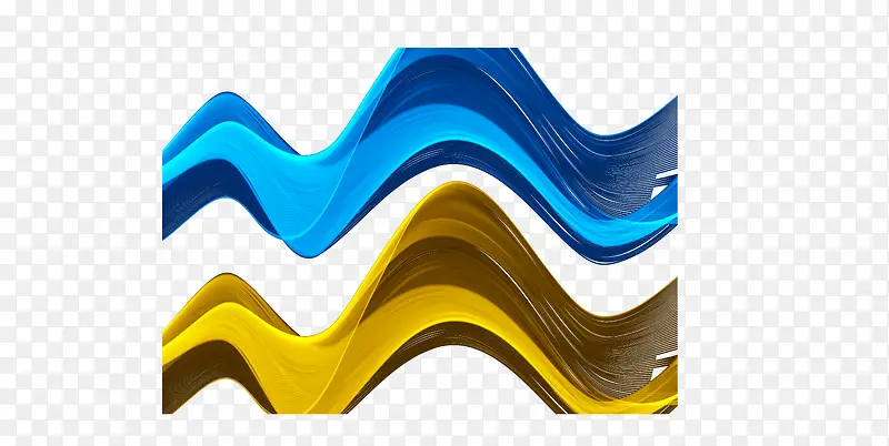 矢量蓝色黄色线条波浪