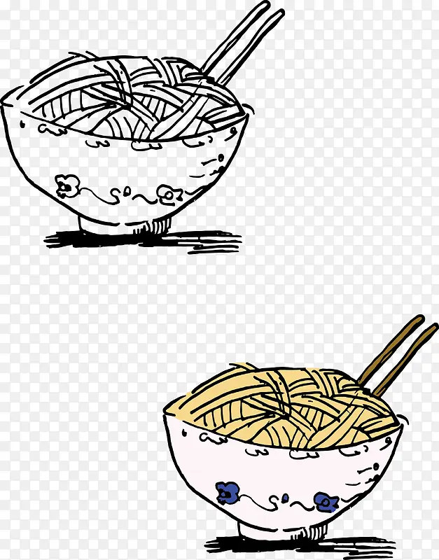 手绘食物两碗面条PNG图片素材下载_图片编号qxgnaxjy-免抠素材网