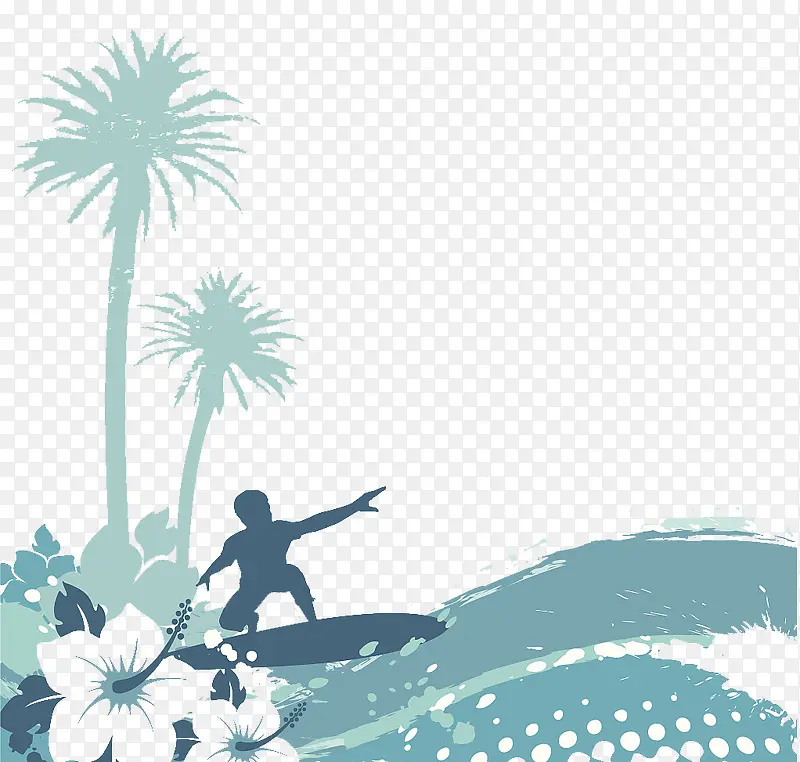 夏日海洋冲浪装饰插图