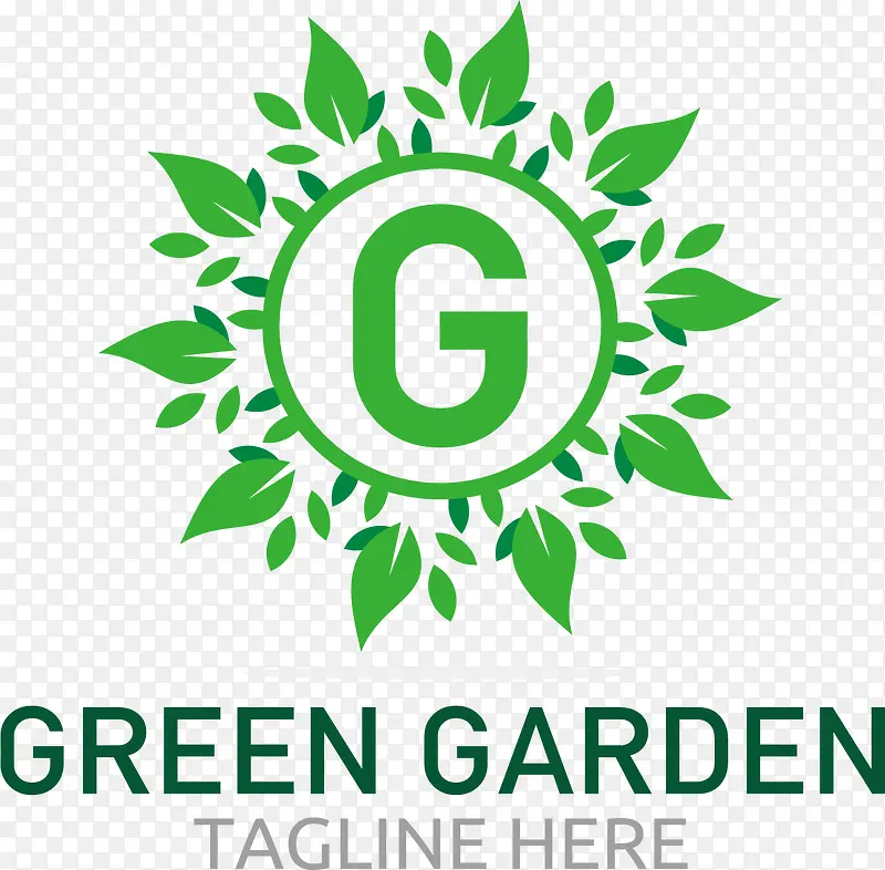 绿色树叶花园标志设计