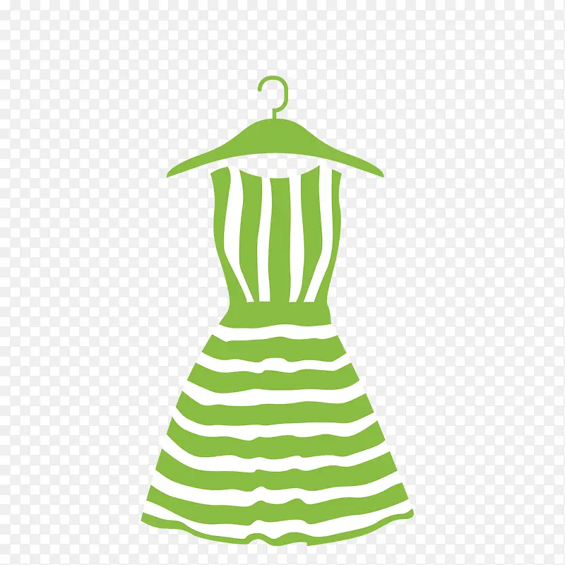 绿色条纹短袖连衣裙设计矢量素材