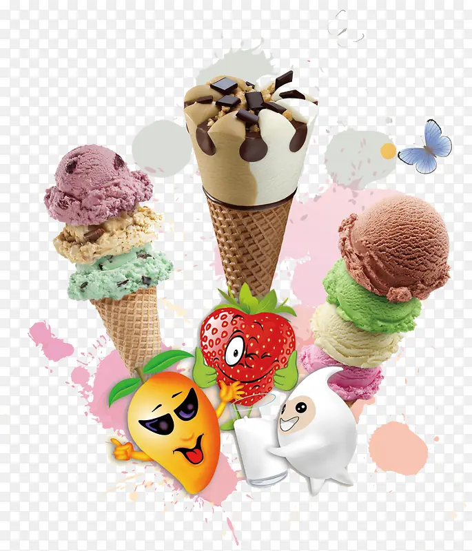三种马卡龙冰淇淋