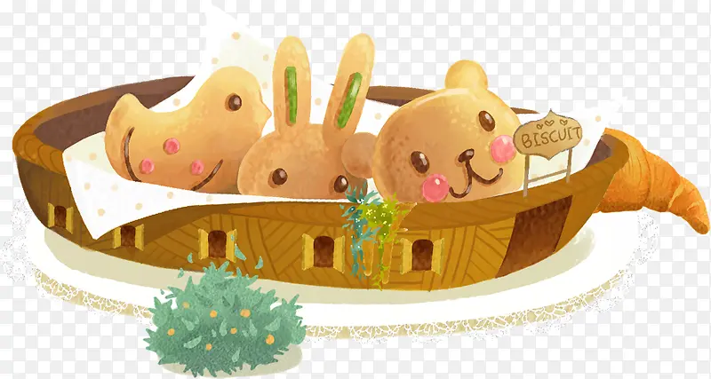 黄色动物卡通面包