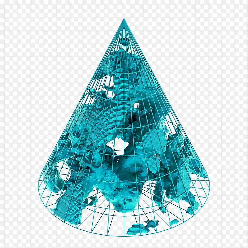 蓝色锥体镂空不规则3D立体建模
