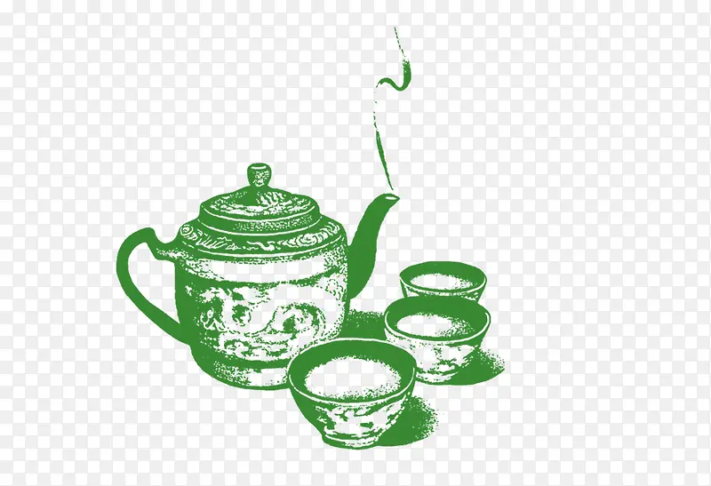 绿色水墨茶壶