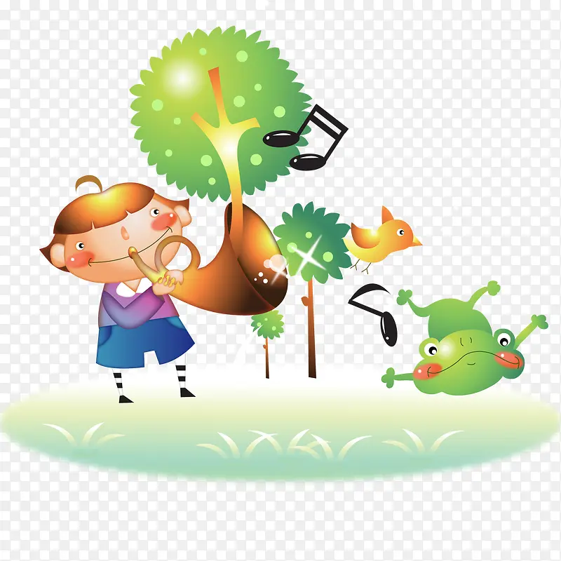 儿童与青蛙一起唱歌