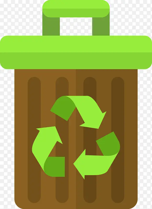 扁平化绿色环保垃圾桶图