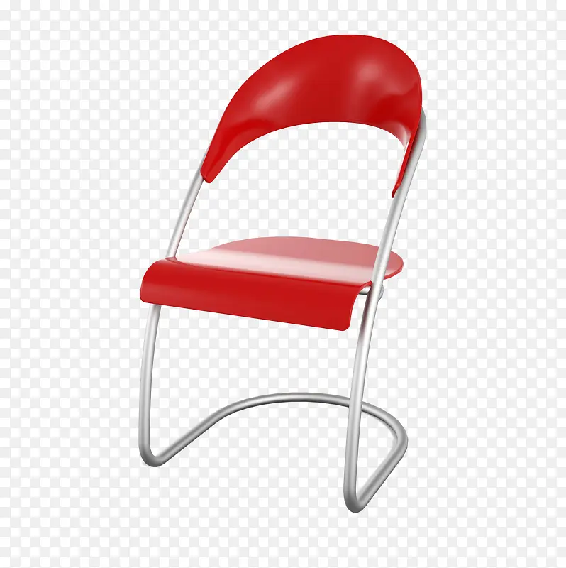 红色塑料靠背金属椅子