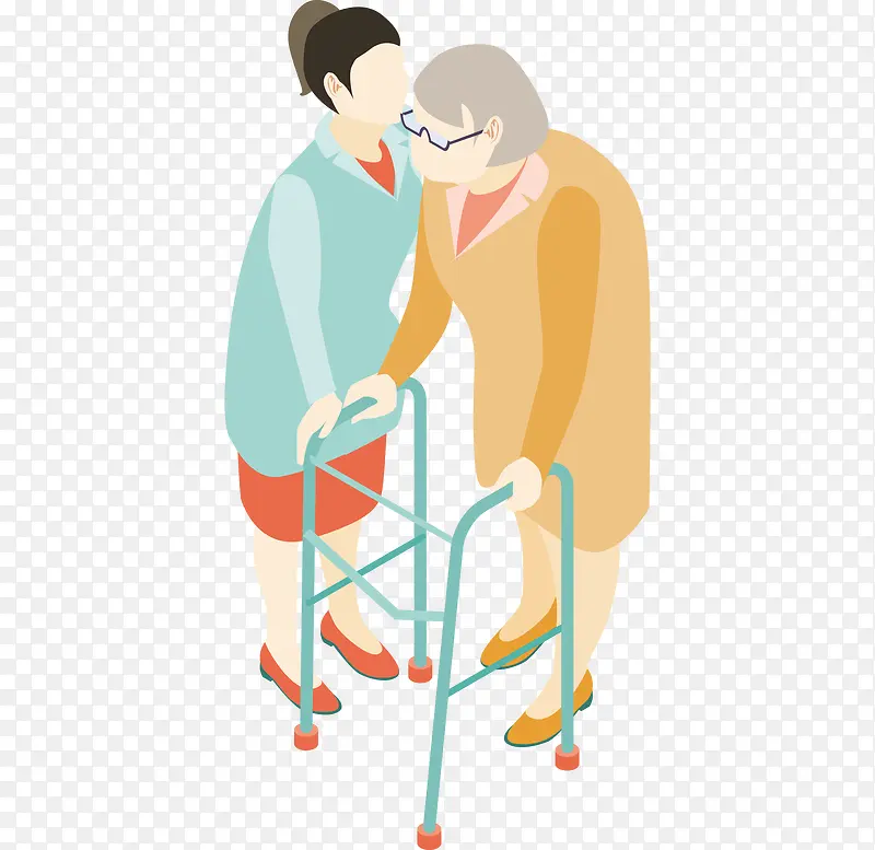 矢量扶着拐杖的老人PNG图片素材下载_图片编号yewxnlpy-免抠素材网