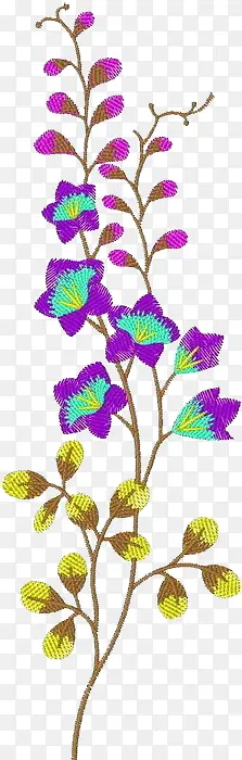 紫色布艺花卉图案元素