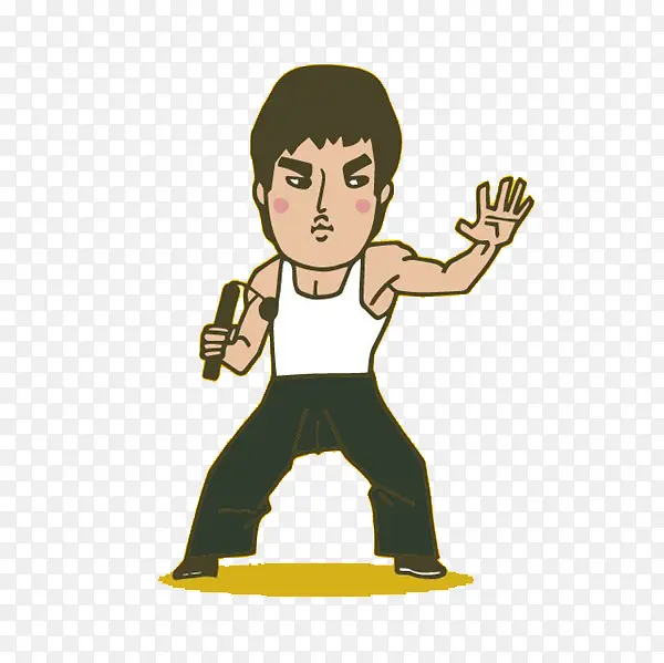 李小龙经典动作卡通造型png图片