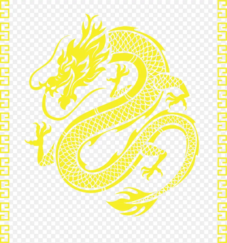 黄色中国风的龙纹