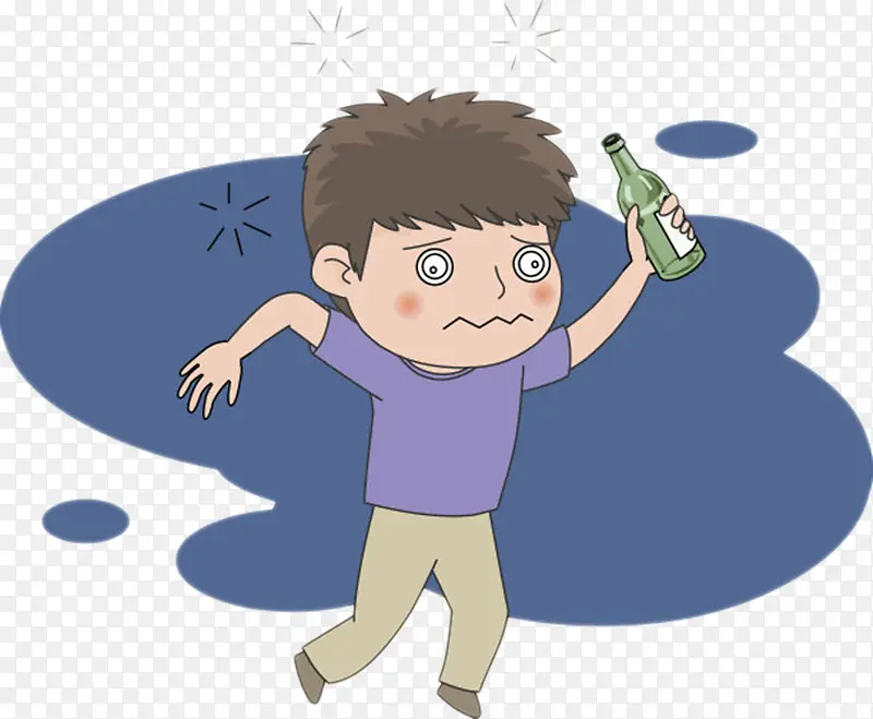 卡通人物小男孩喝醉酒头晕元素