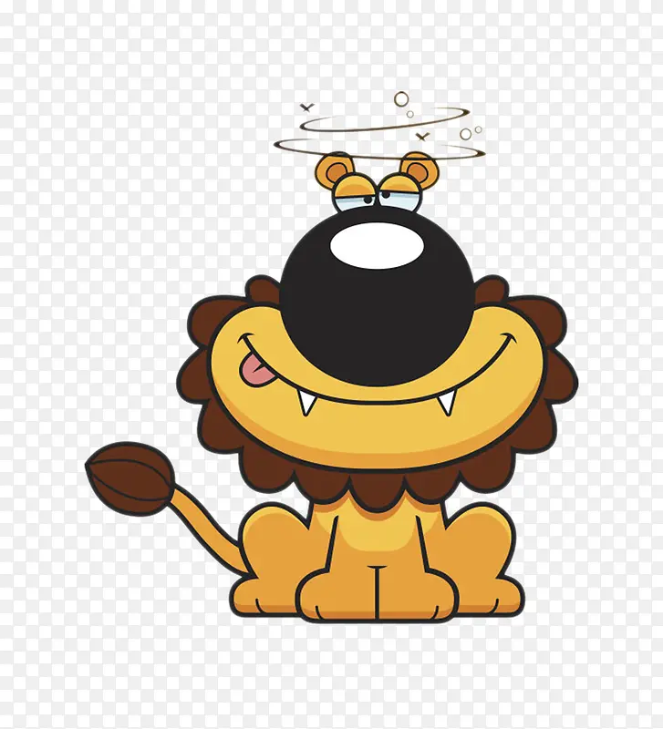 卡通动物狮子头晕元素