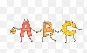 唯美卡通可爱字母ABC牵手