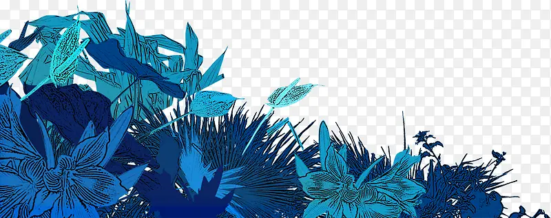 油墨绘制淡蓝色的花朵