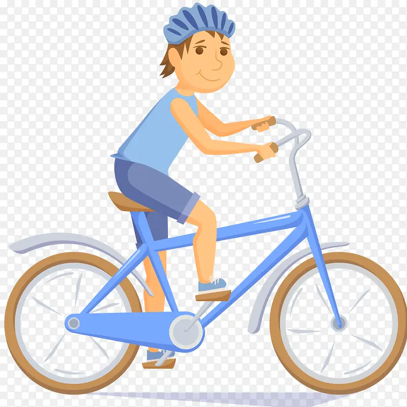 年轻人骑脚踏车插画