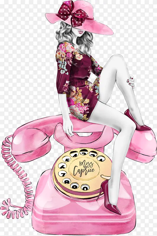 可爱小清新装饰海报装饰粉色电话