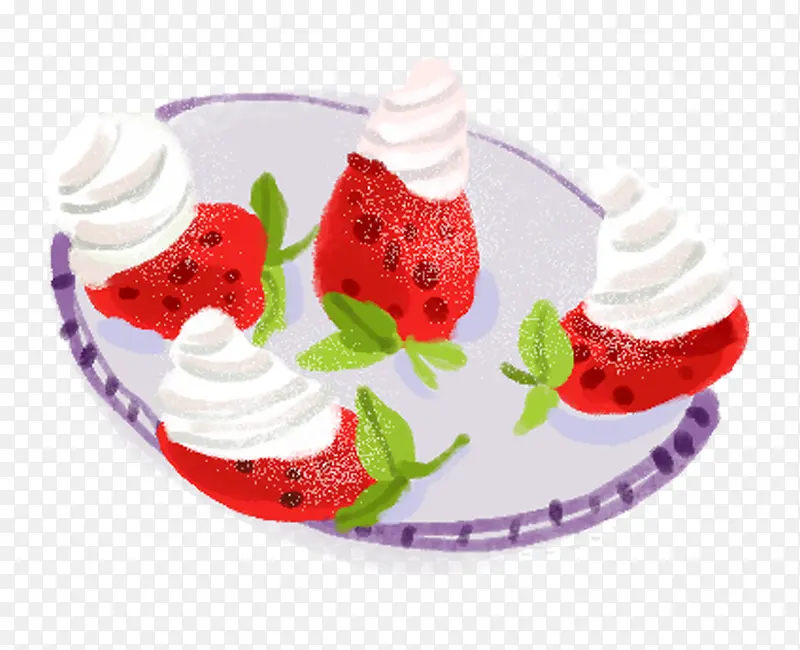 水彩奶牛草莓