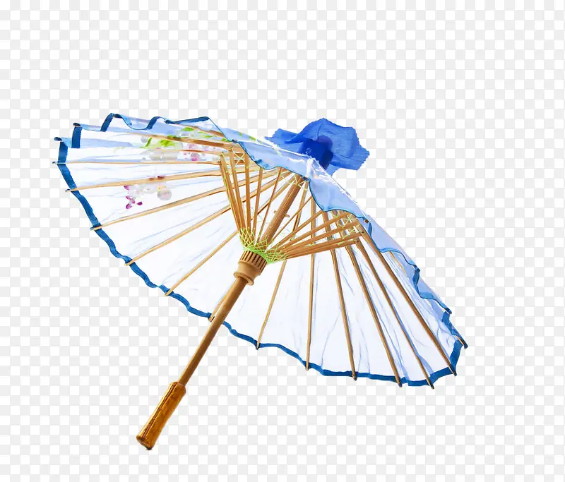 蓝边油纸伞