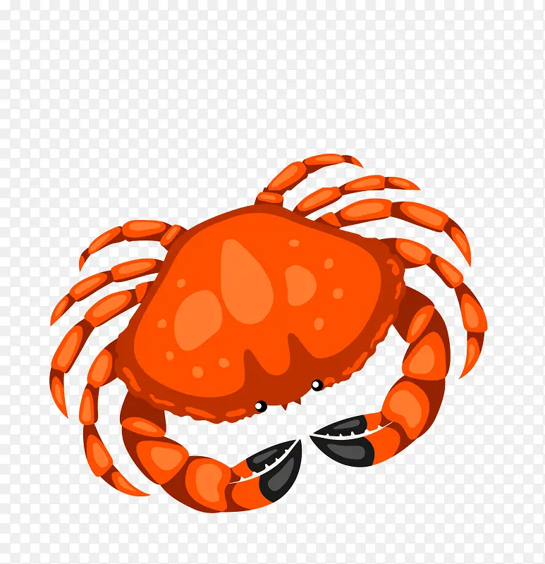 卡通手绘红色的螃蟹