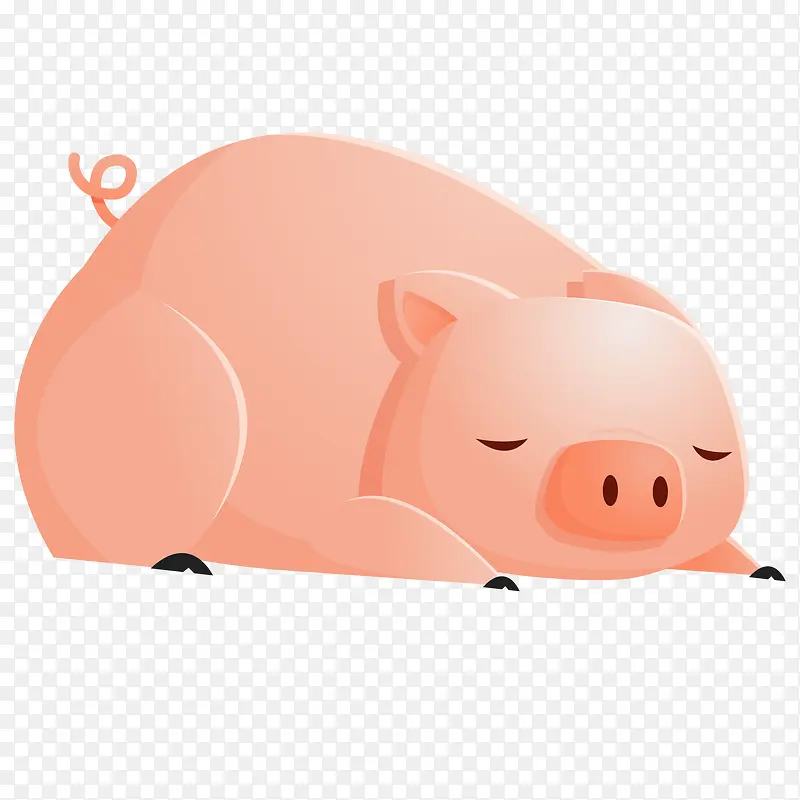一只在睡觉的小猪矢量免抠图