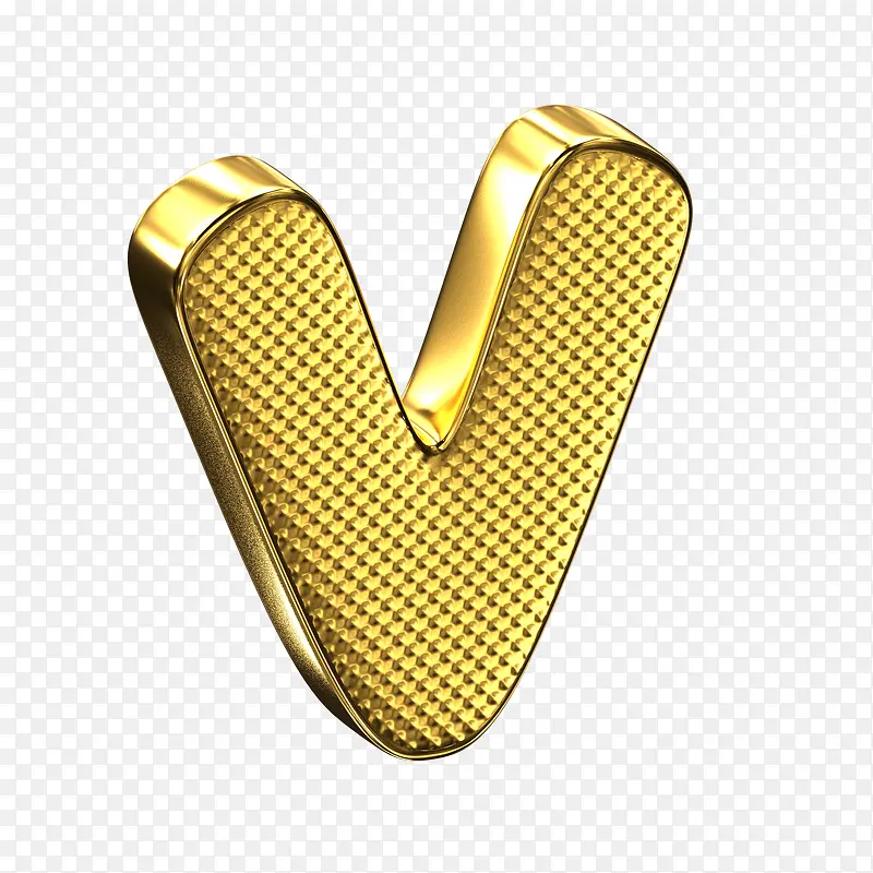 金色立体艺术字母V