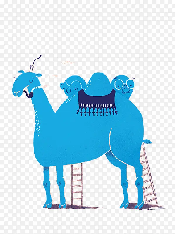 卡通蓝色骆驼