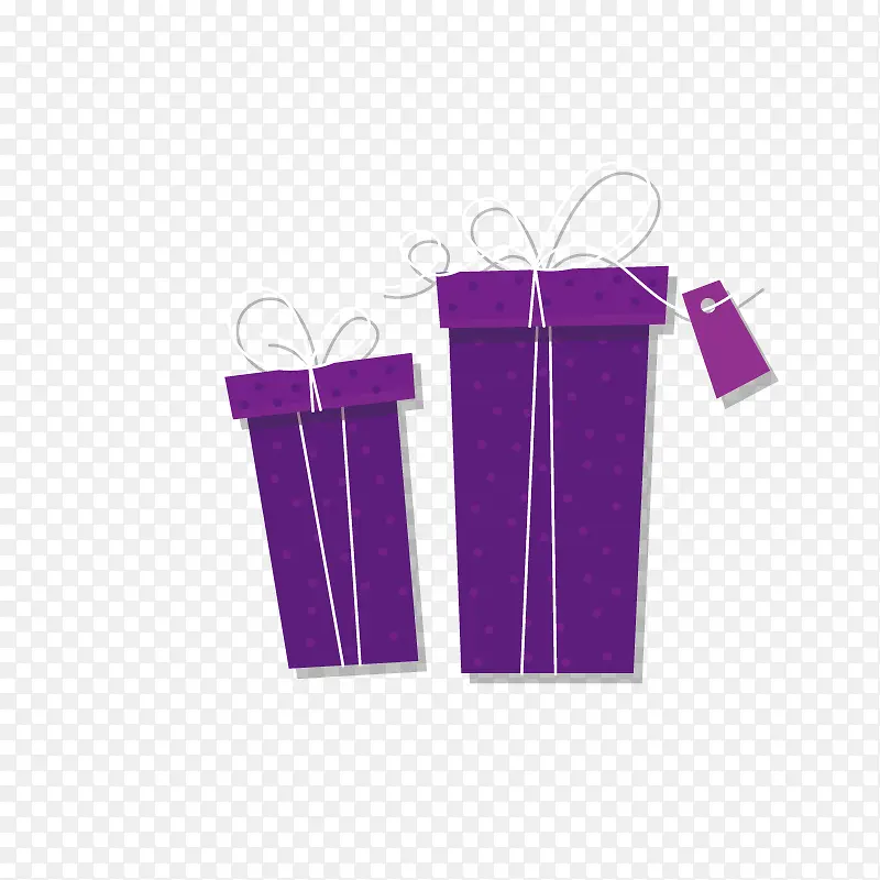 手绘两个紫色礼盒