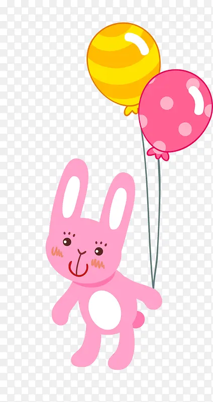 卡通手绘兔子与气球