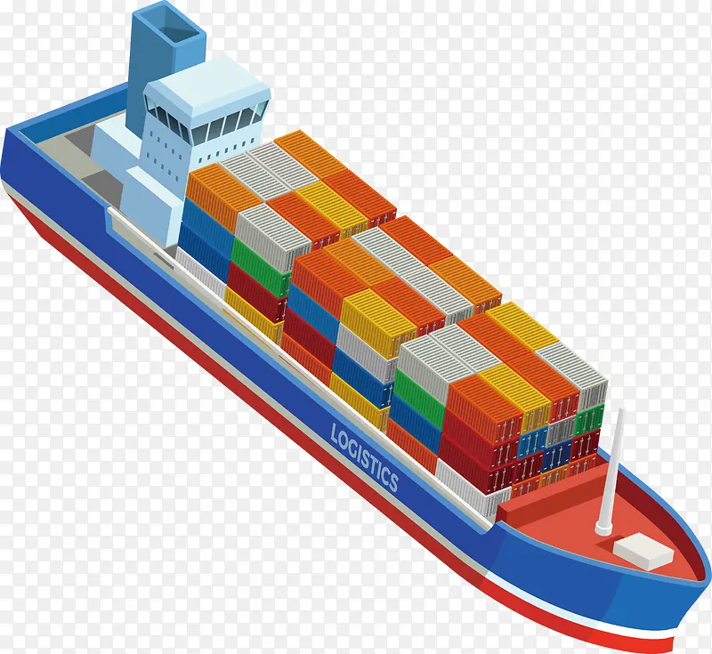 2.5D立体化快递业海运货轮设