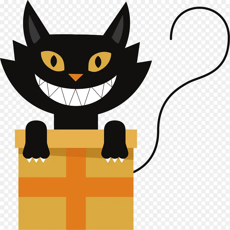 万圣节礼物盒黑猫