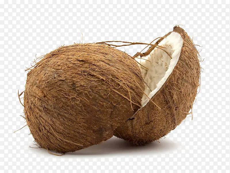棕色切开的椰子