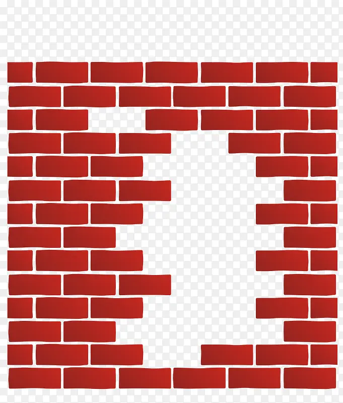 红色格子墙体建筑图