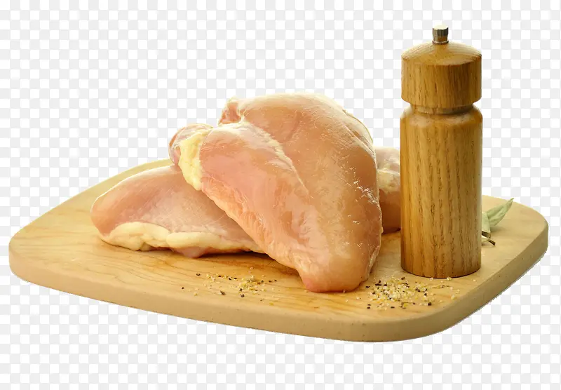 鸡胸肉和切菜板