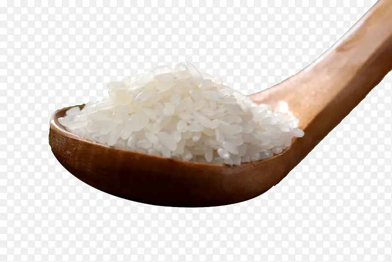 木勺里的白色大米