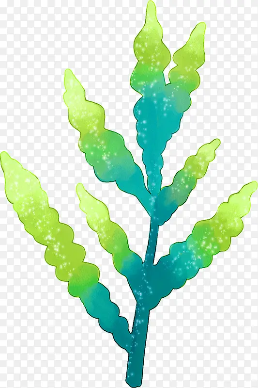 绿色卡通海底植物海藻