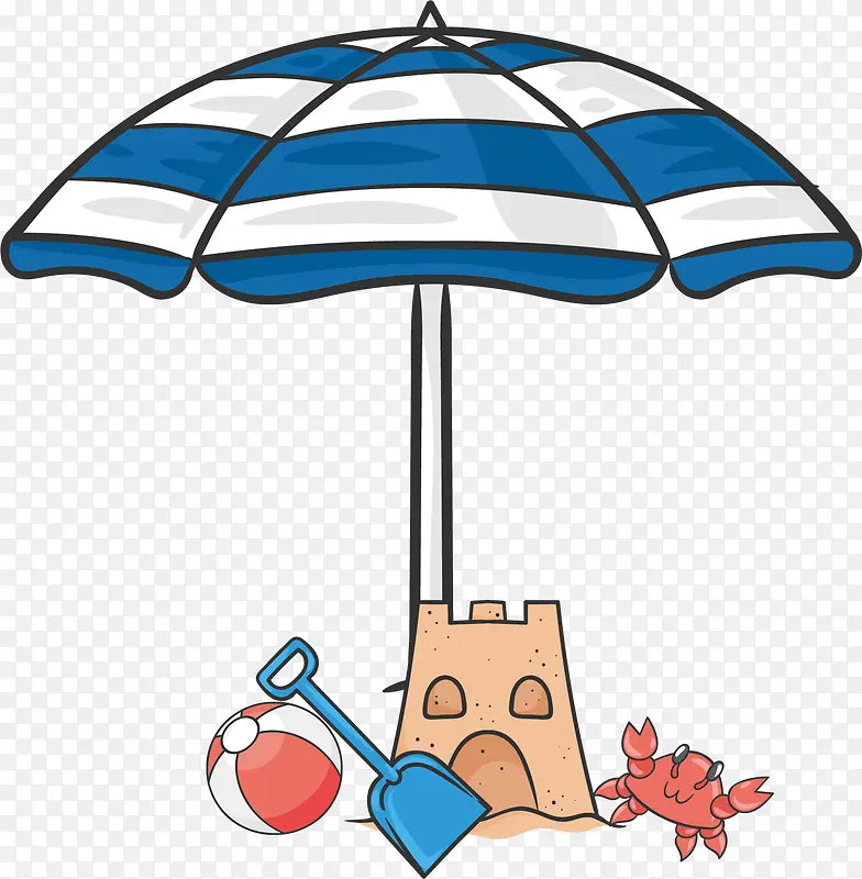 蓝白条纹遮阳伞