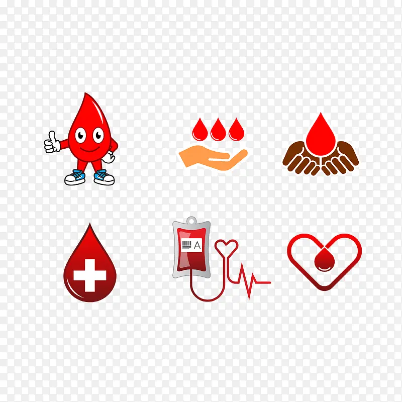 矢量简约卡通献血捐血系列图标