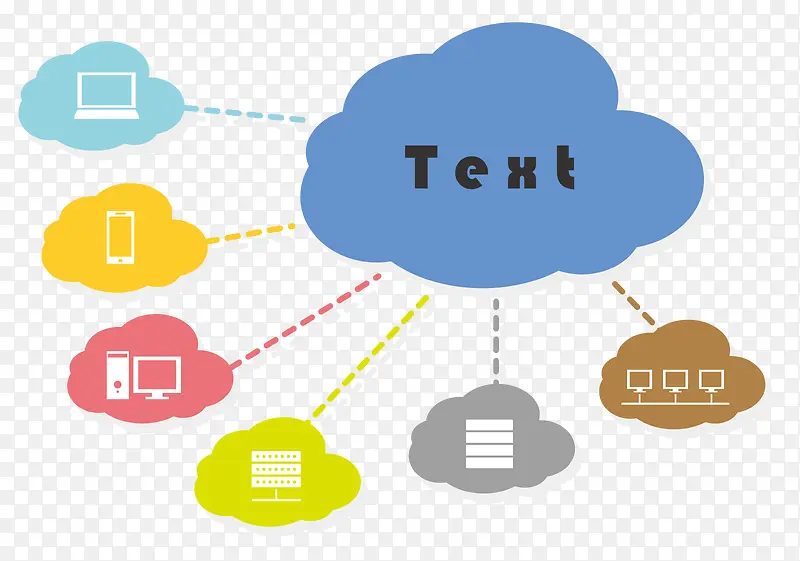 卡通彩色云端服务技术图标设计