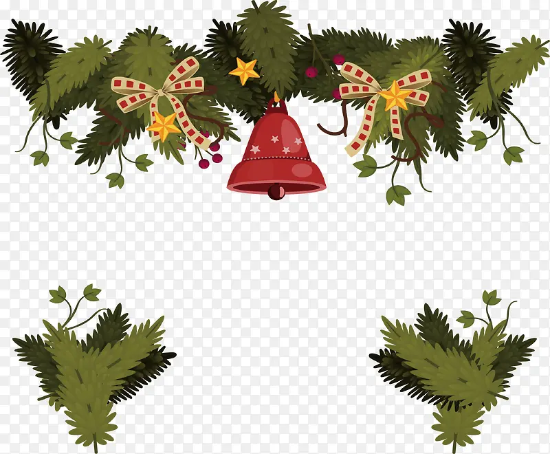 松树枝铃铛圣诞节边框